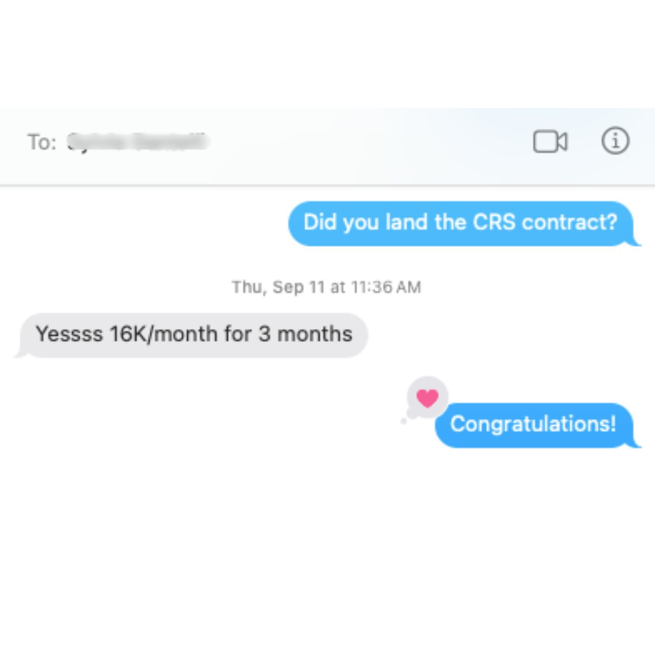 Student text message testimonial