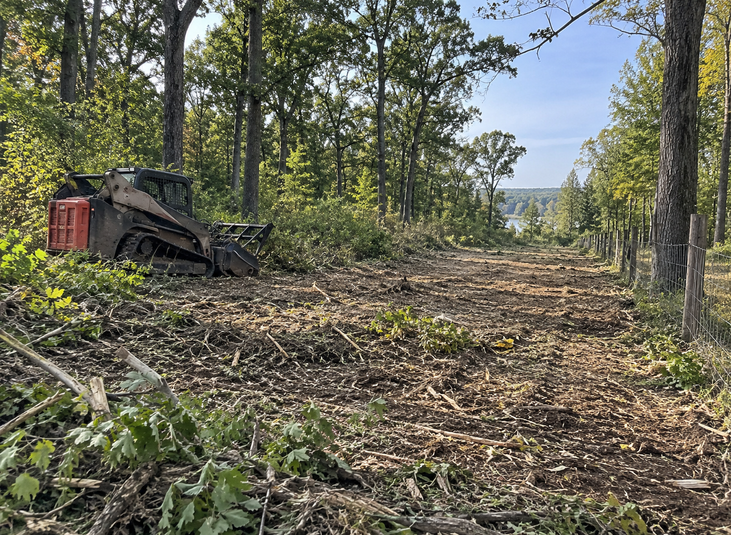 Brush clearing on an overgrown property