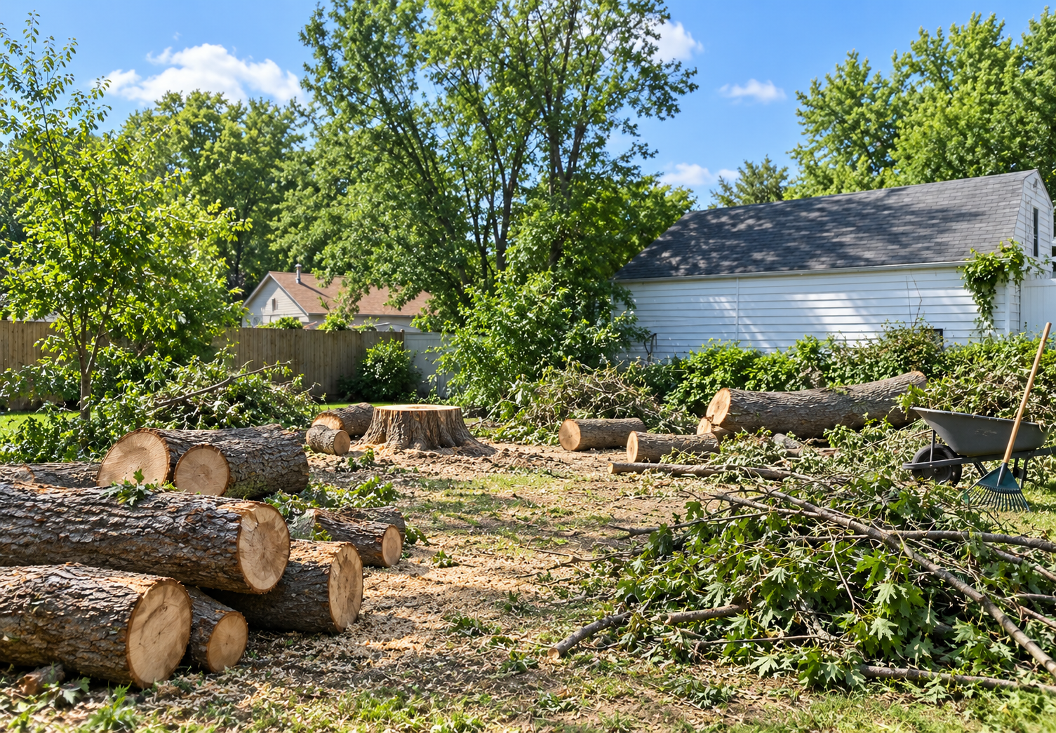Fallen tree cleanup after removal