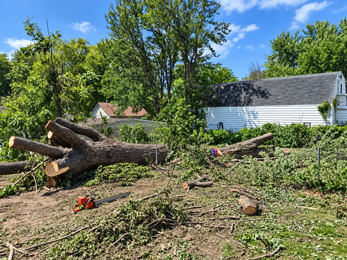 Fallen tree removal and cleanup in Central Minnesota