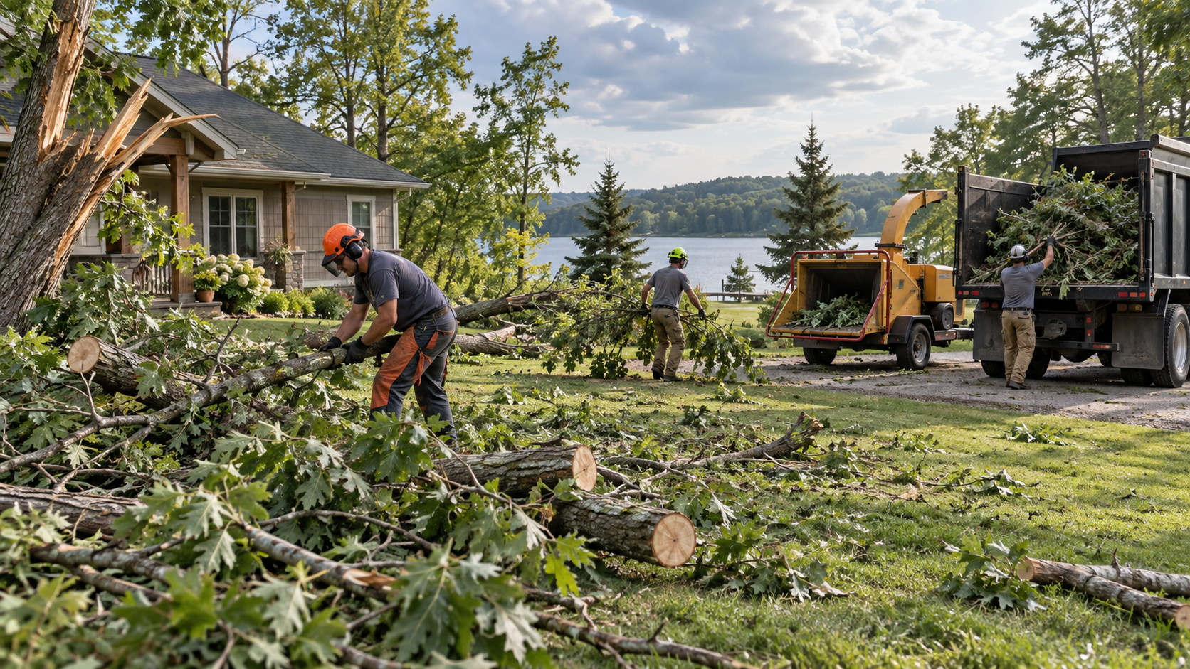 Storm cleanup and debris haul-away
