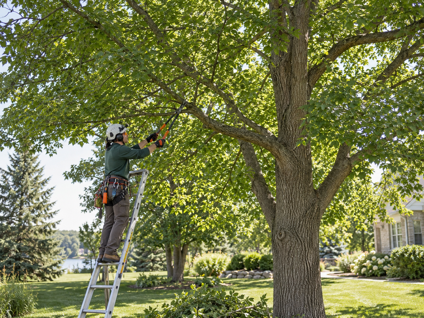 Careful selective pruning of a mature tree