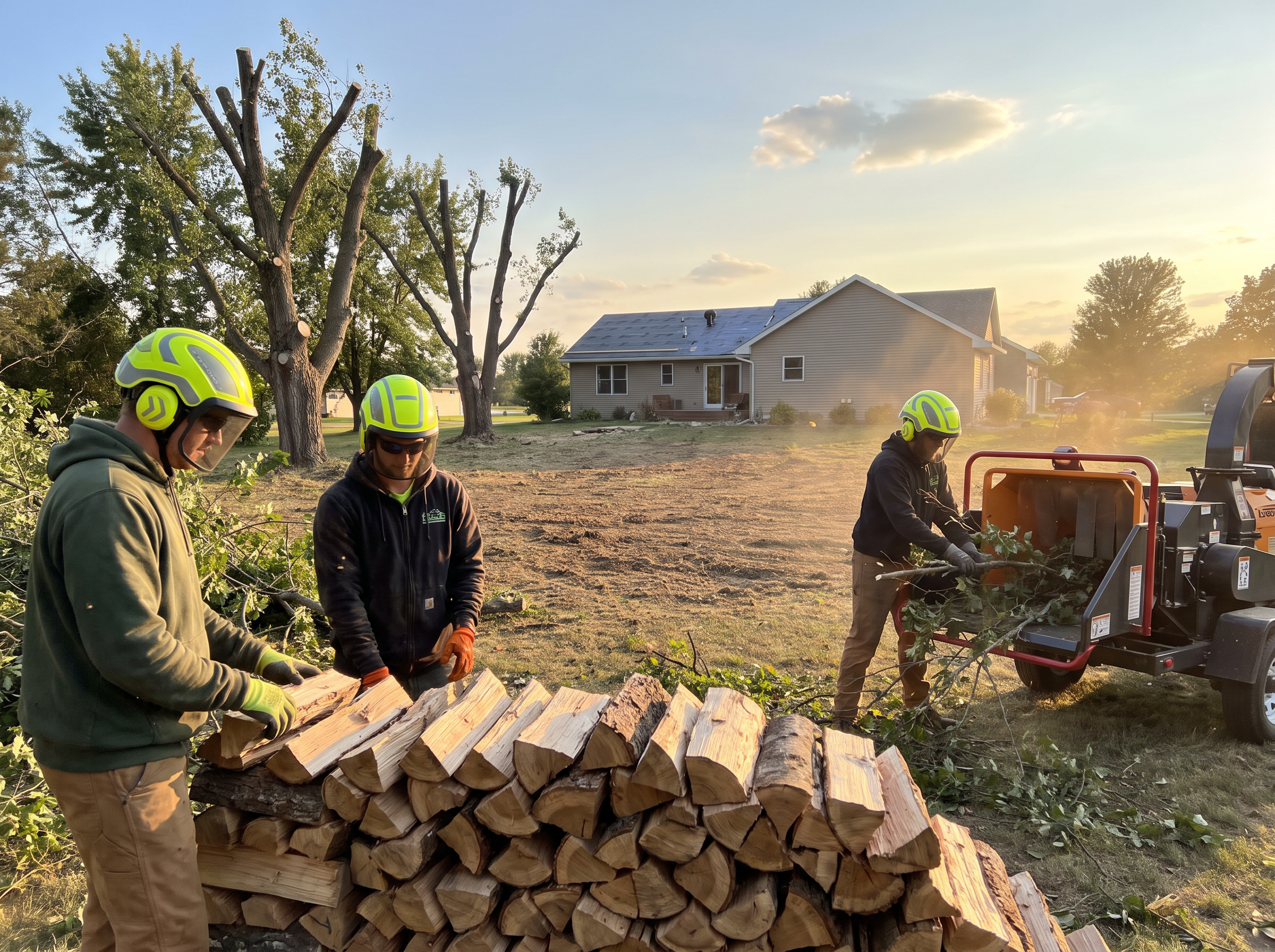 Professional storm cleanup crew restoring a Central Minnesota property