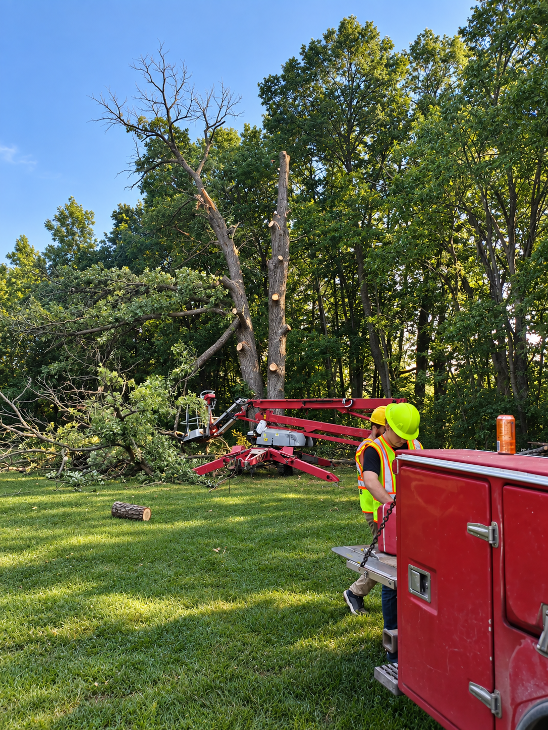Tree service work on a wooded residential property