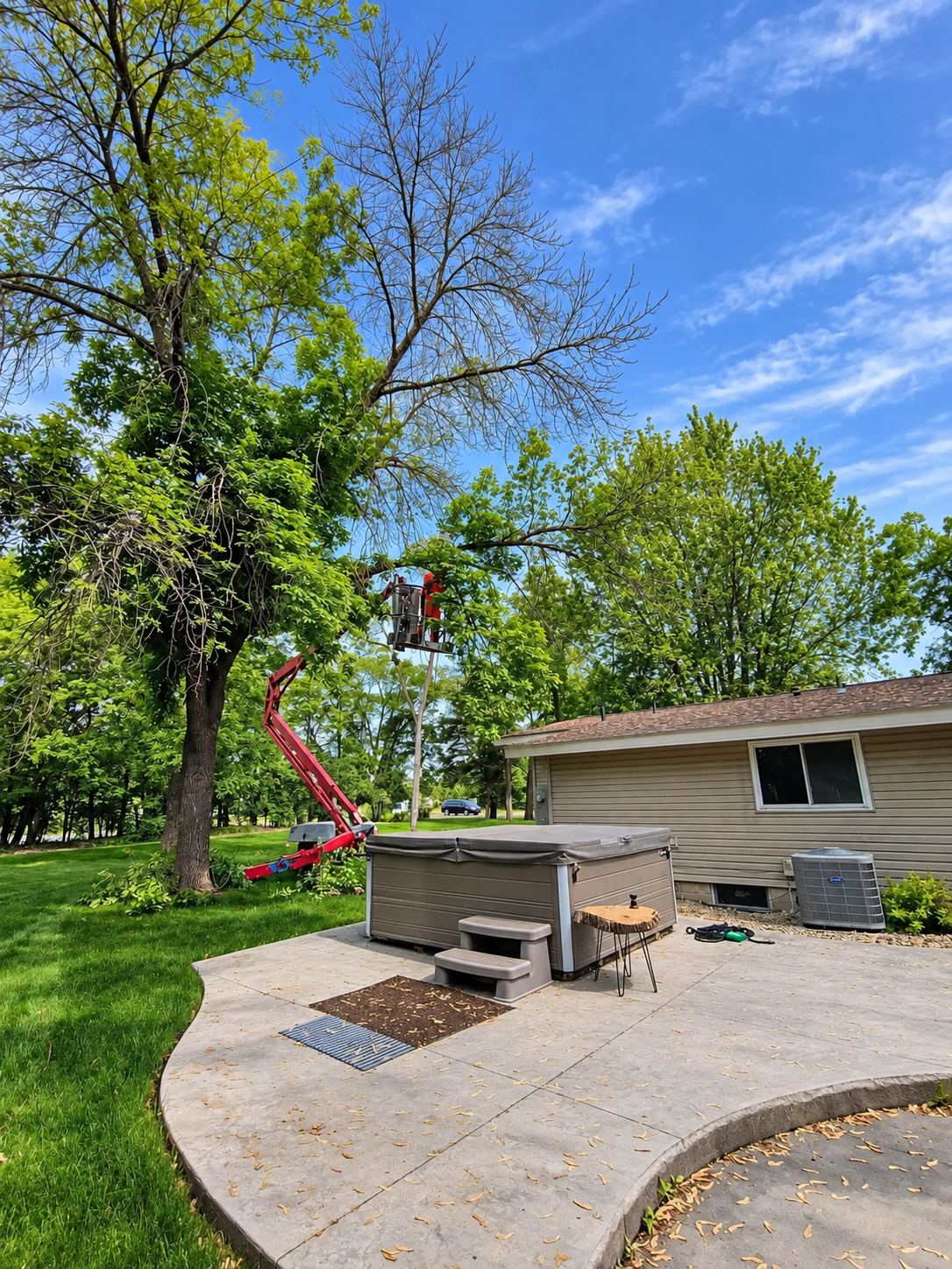 Professional tree removal and cleanup project