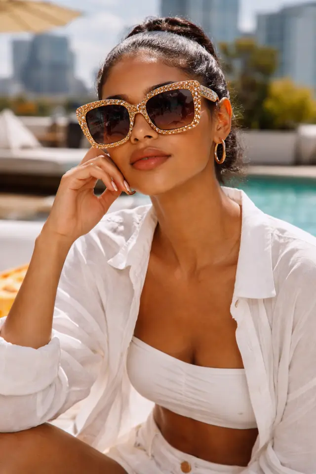 GOLD RHINESTONE SUNGLASSES