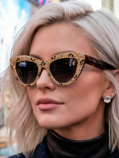 Cat-Eye Rhinestone Sunglasses
