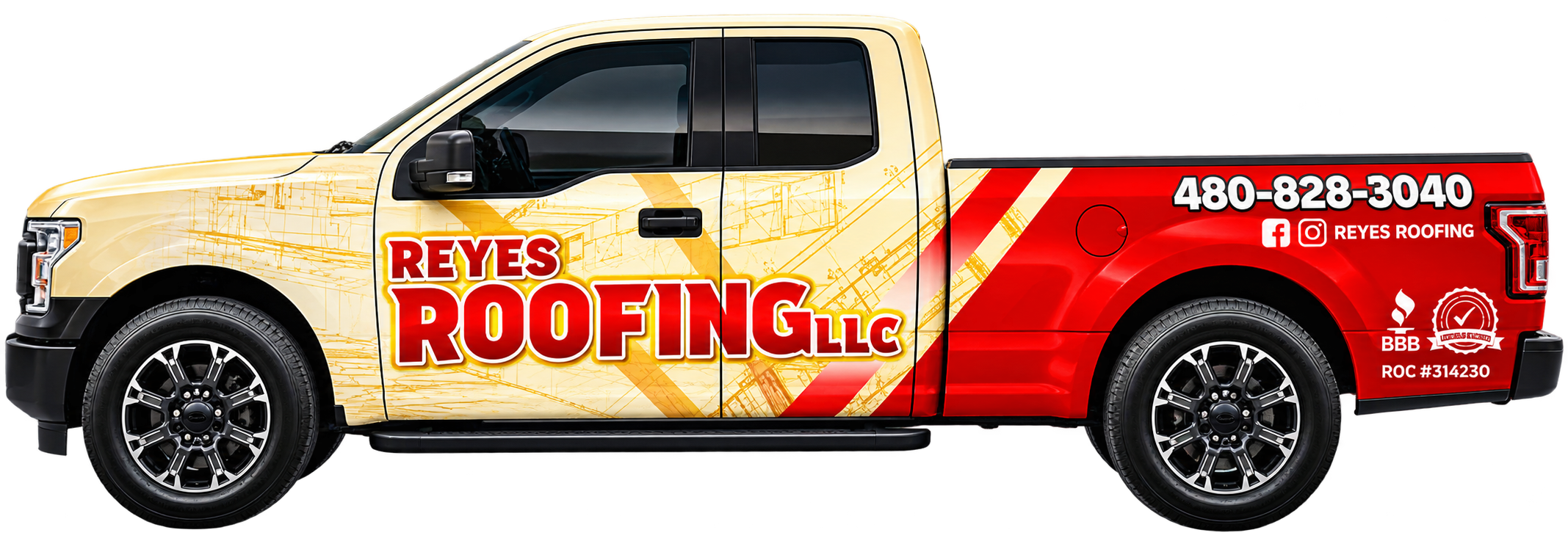 Reyes Roofing LLC roofing truck in Arizona