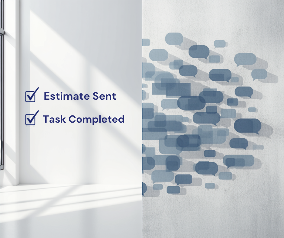 Comparison showing an estimate marked complete by the business while the customer is still making a buying decision.