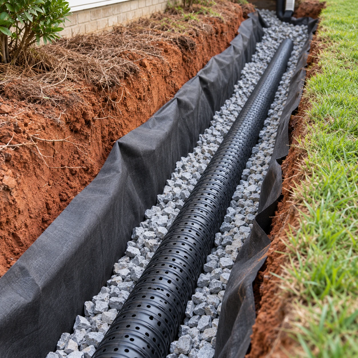 Outdoor drainage inlet connected to drainage pipes