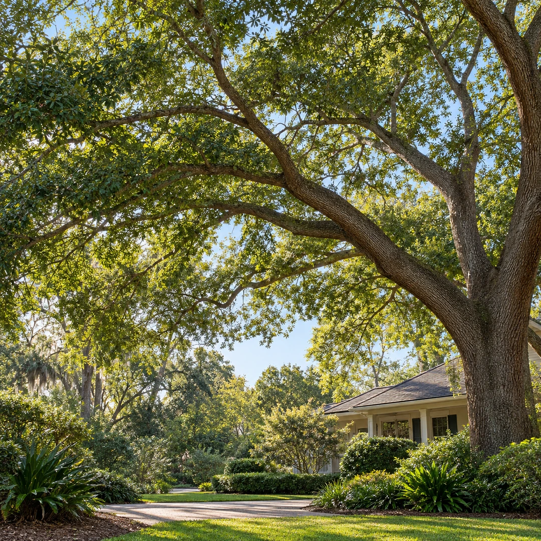 a naturally healthy tree canopy after restrained selective pruning with small clean cuts and ample remaining foliage