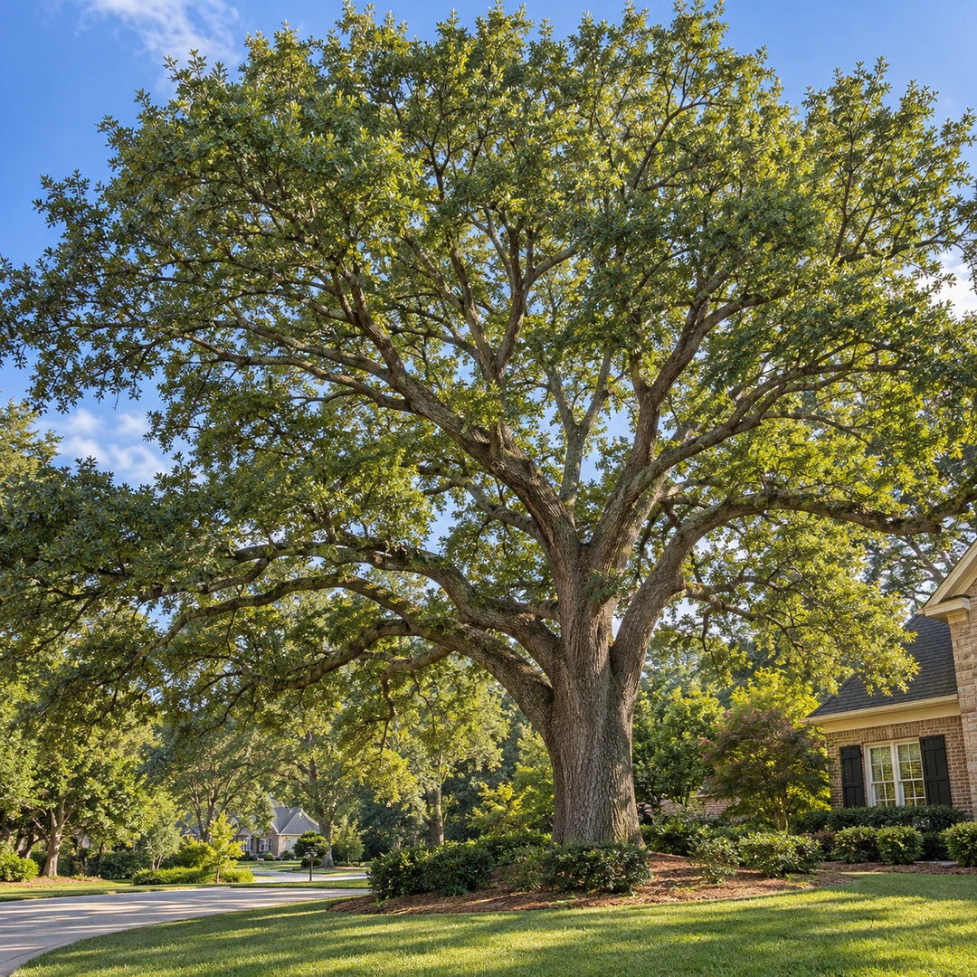 Large tree canopy near a residential street