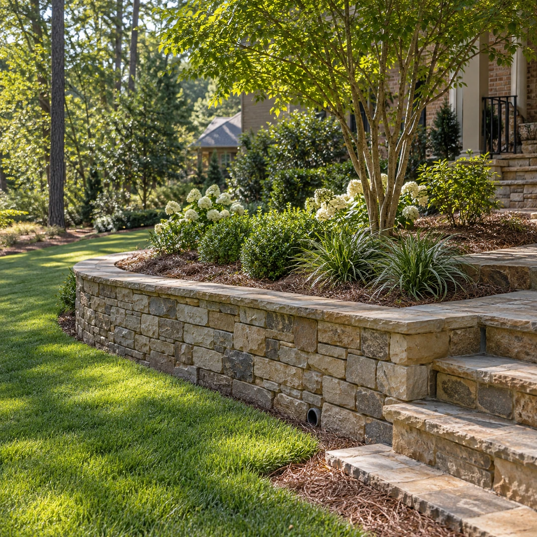 Garden wall supporting a grade transition