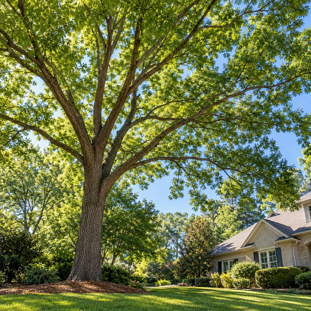 Natural leafy canopy with healthy lateral branch spacing