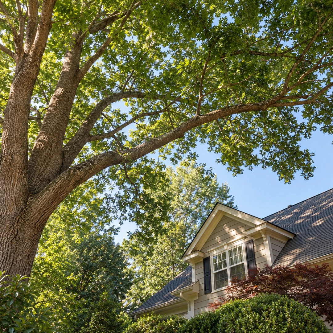 Healthy natural lateral limbs in a leafy tree canopy