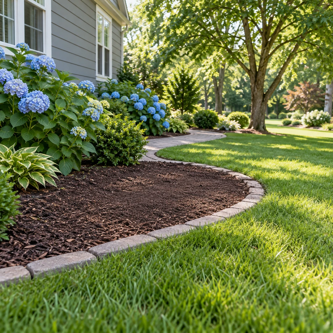 Clear garden path beside a level soil area