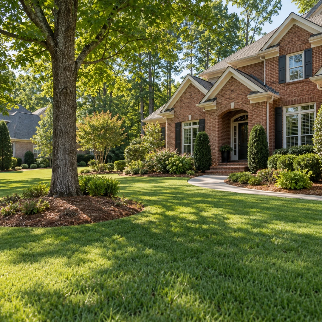 Mature shade tree and open lawn reviewed for stump removal access in Suwanee