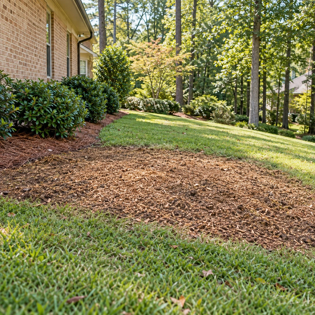 Cleared mulched area ready for final grading after residential stump removal