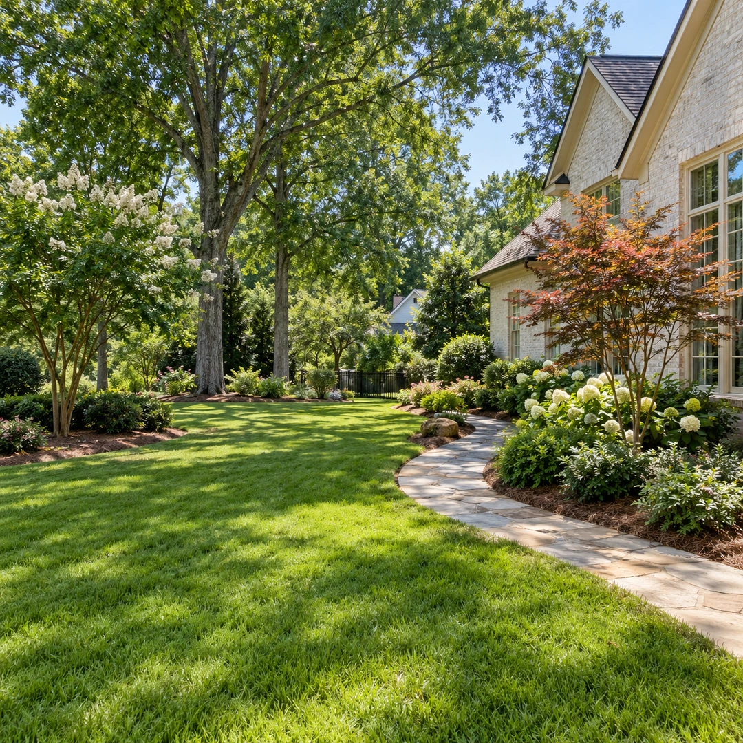 Mature trees and clear side yard space considered during removal planning