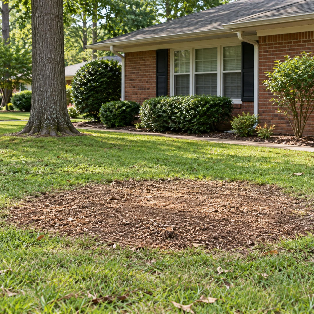 Level chip covered stump area after grinding