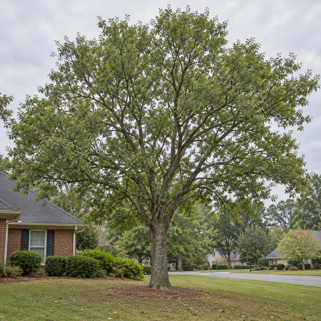 Balanced leafy crown of a residential shade tree