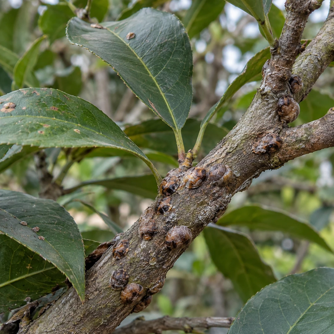 Small scale insects on a natural tree branch
