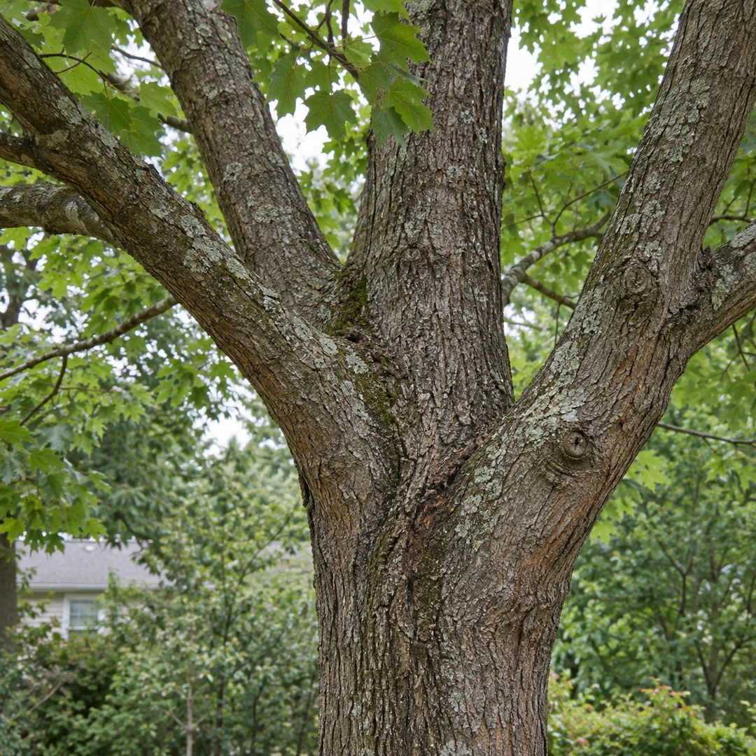 Natural branching junction in a mature tree