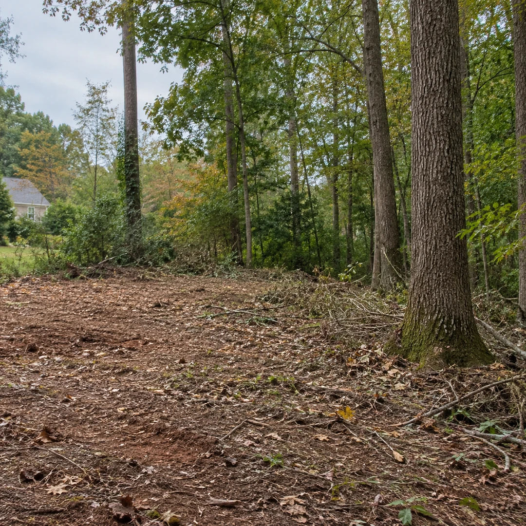 Cleared brush edge with established trees retained