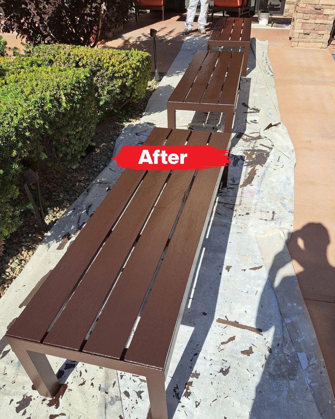 Wood bench after staining by Blankie Painting Co.