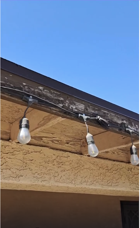 Weathered fascia before repair by Blankie Painting Co.