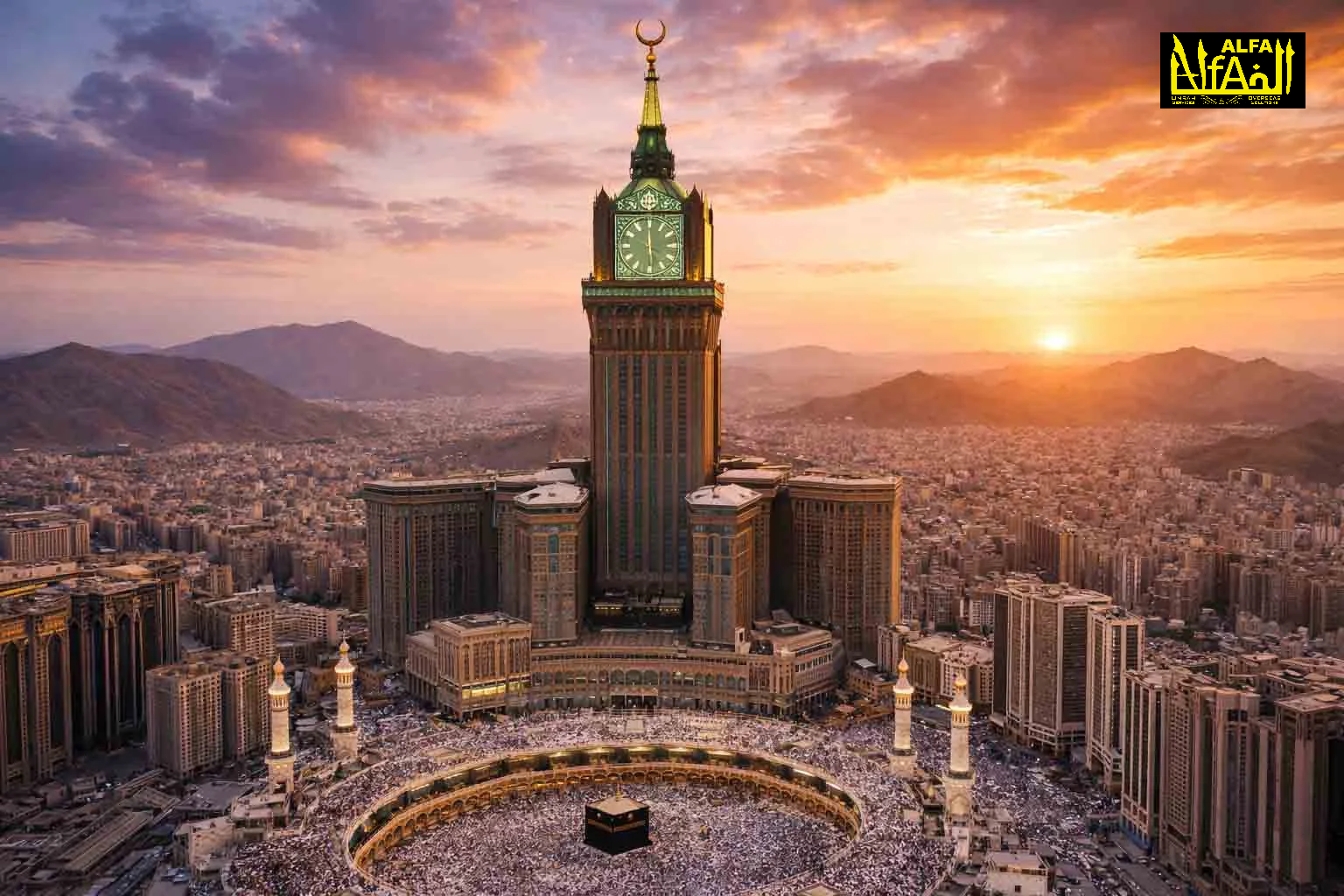VIP Clock Tower — aerial view of the Kaaba and Makkah from the Abraj Al-Bait