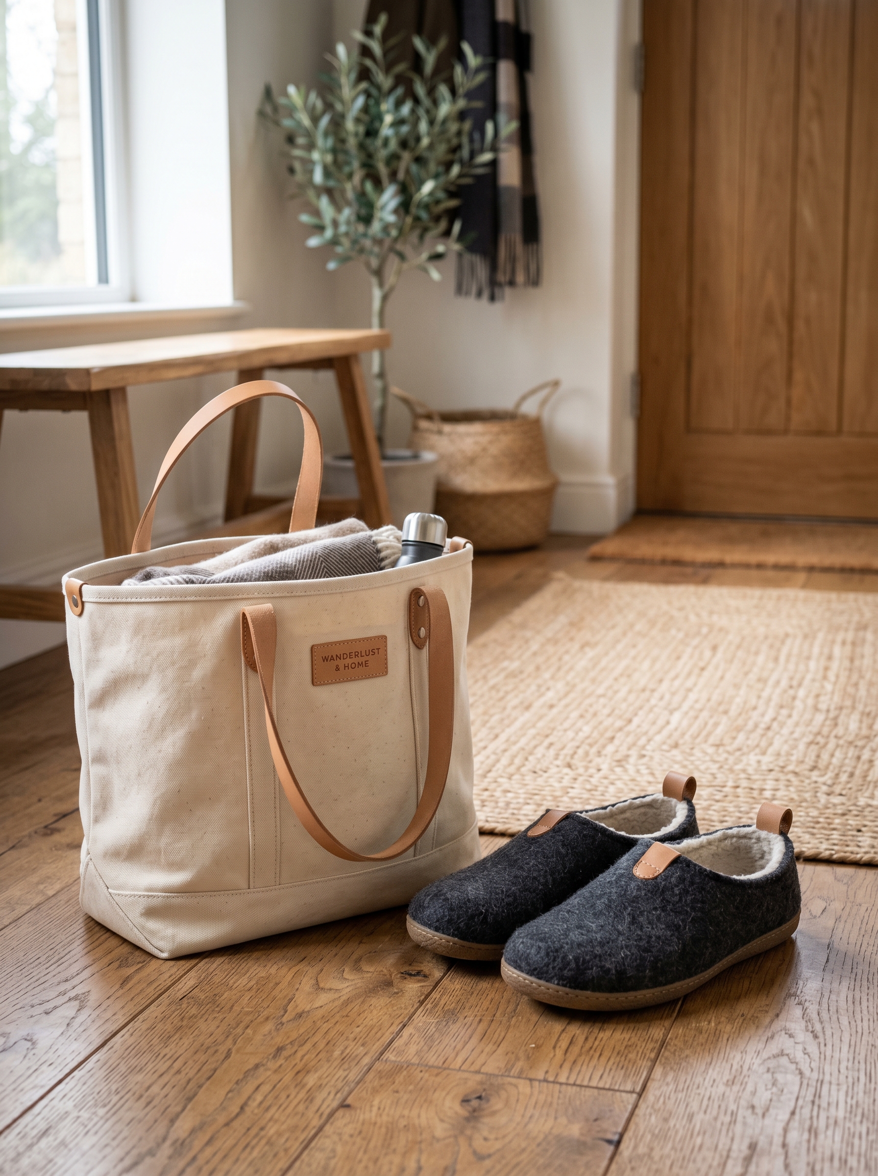 Slippers and bag