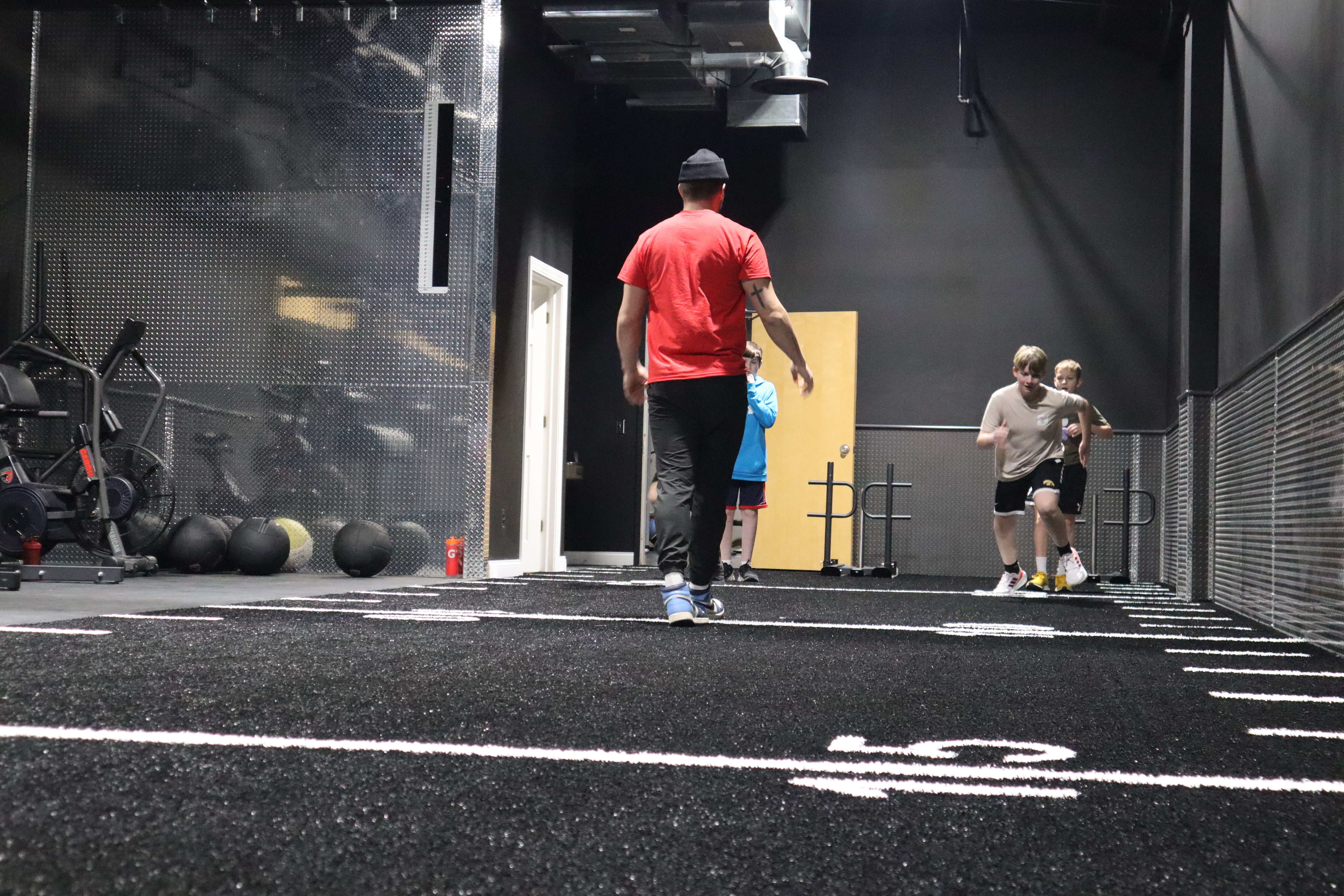 Young athletes training in the 319 Sports Performance studio at The M.A.C. in Cedar Rapids