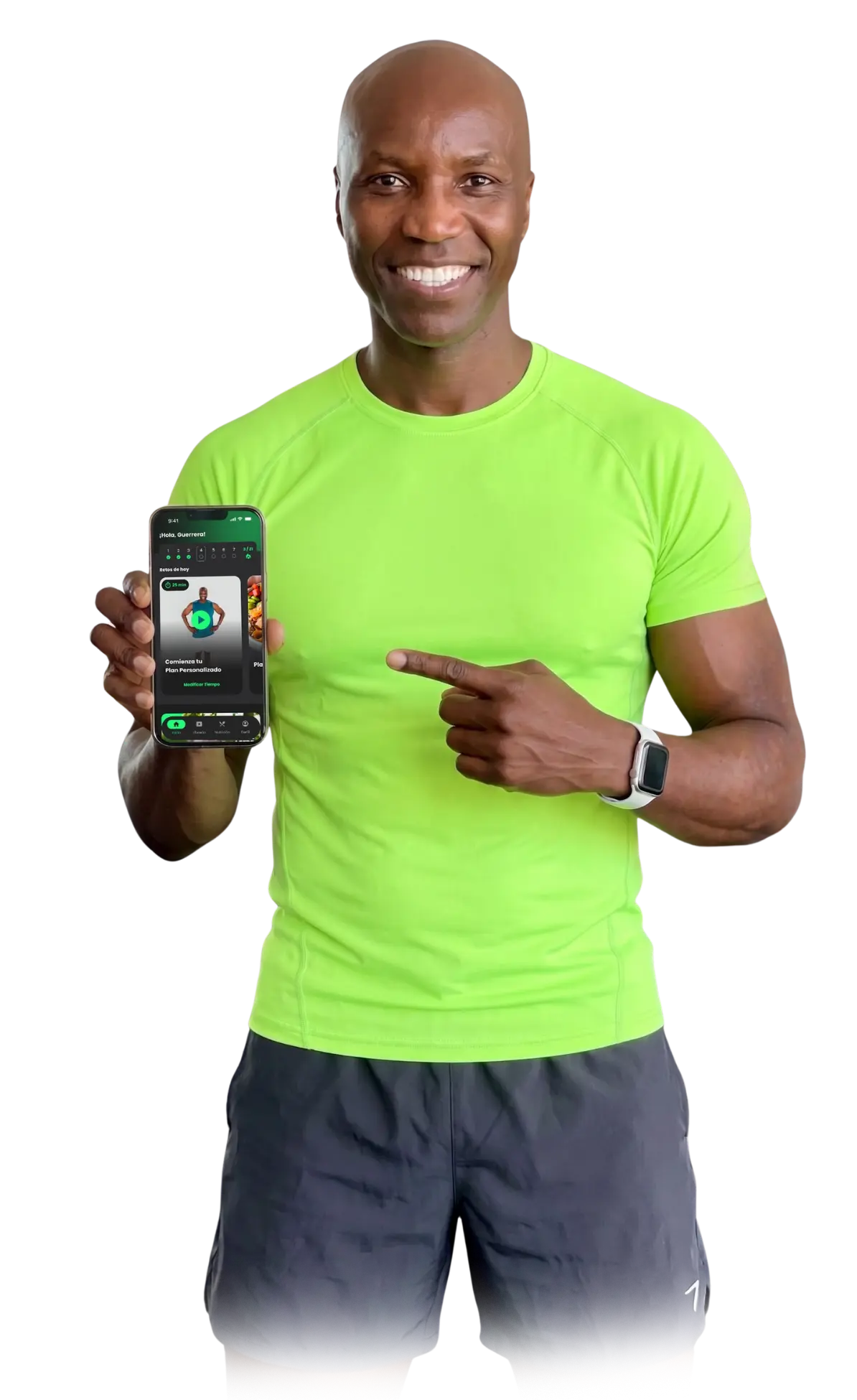 Fausto Murillo mostrando la app TurboSteps