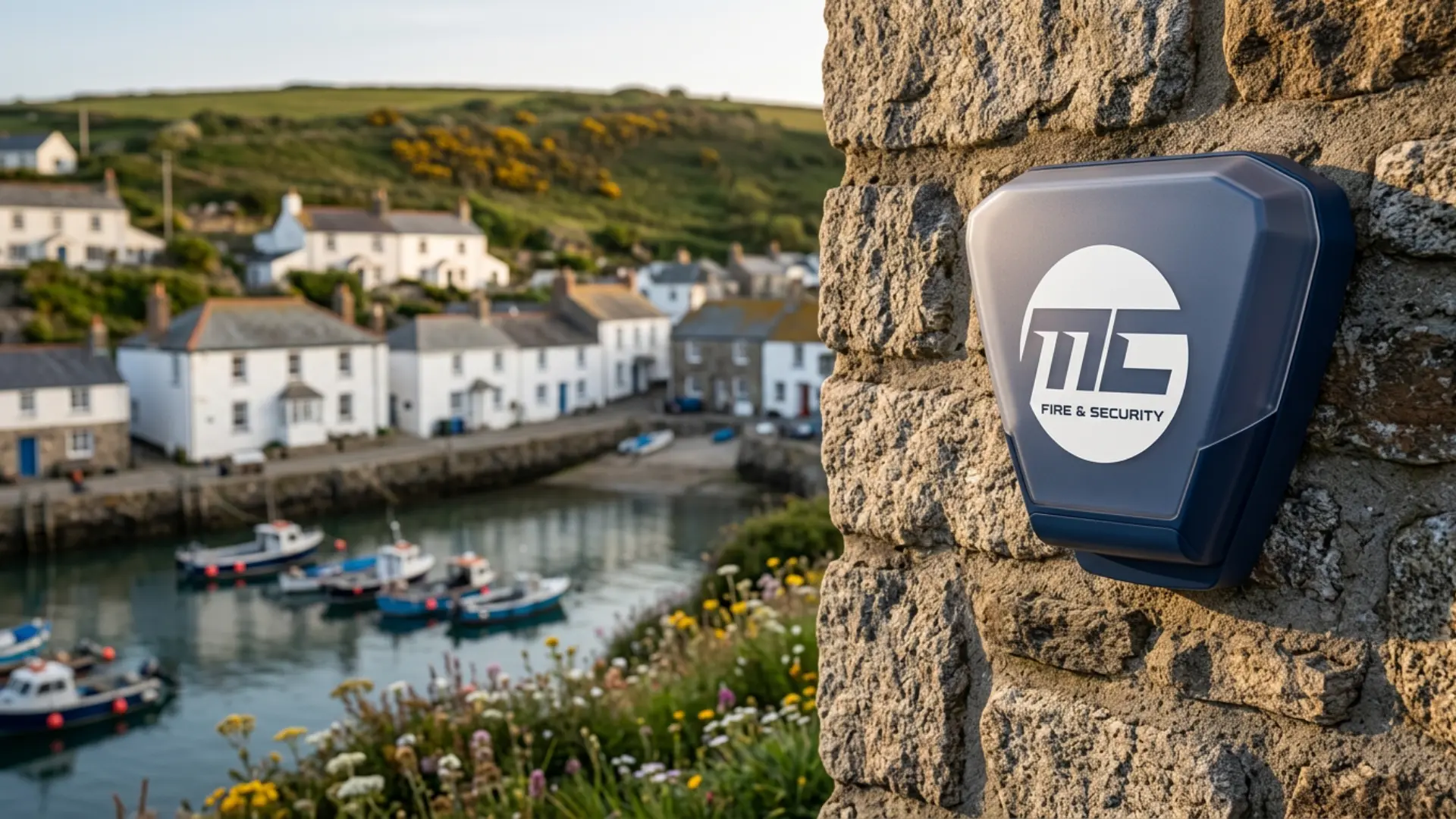 MC Fire & Security branded vans on a residential CCTV install in Cornwall