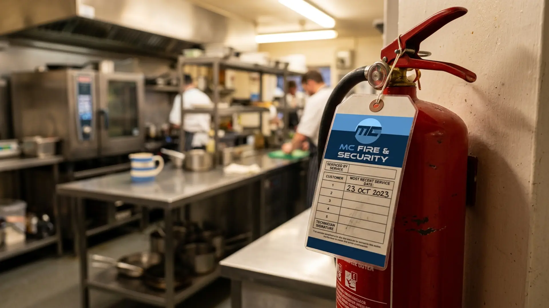 Fire extinguisher annual servicing by MC Fire and Security Cornwall