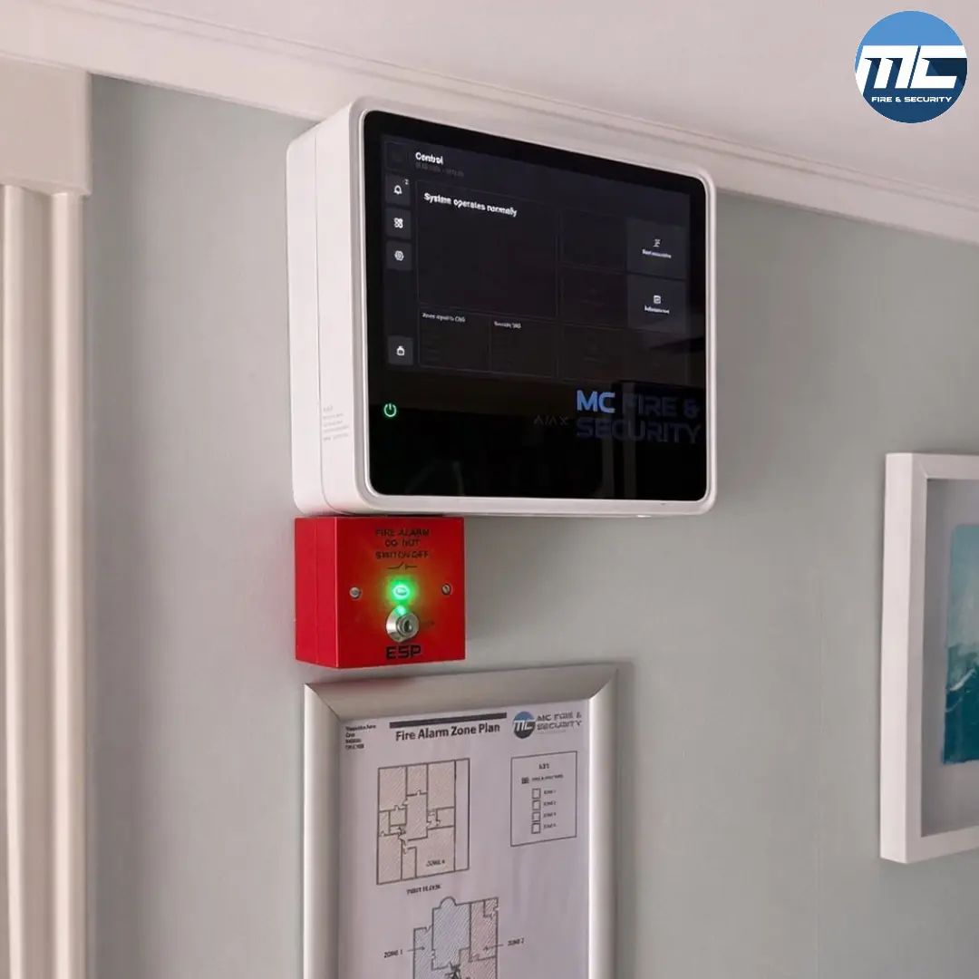 Fire alarm upgrade — wireless Ajax keypad, manual call point, zone plan