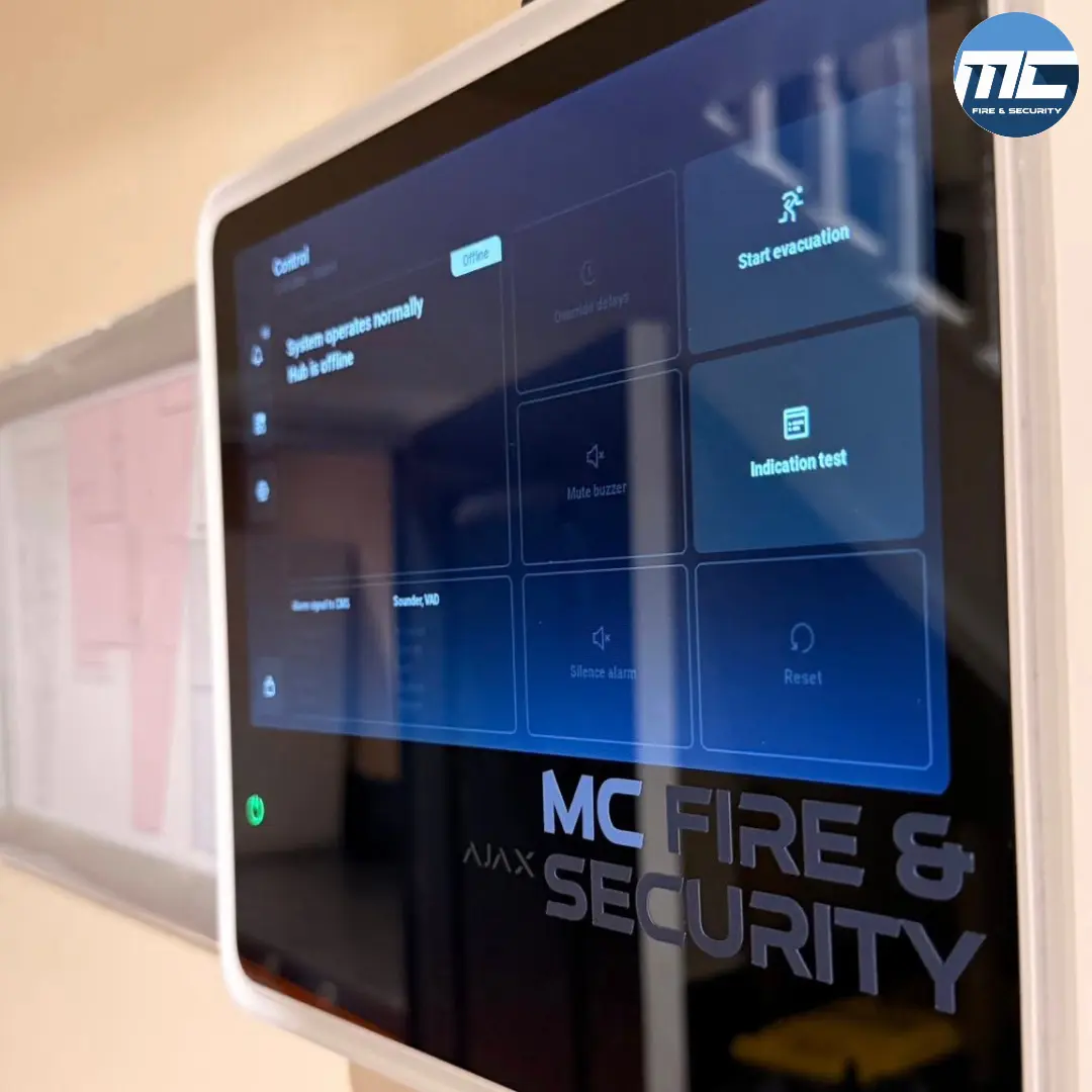 MC Fire & Security Ajax wireless fire alarm tablet at Reef & Beef St Ives