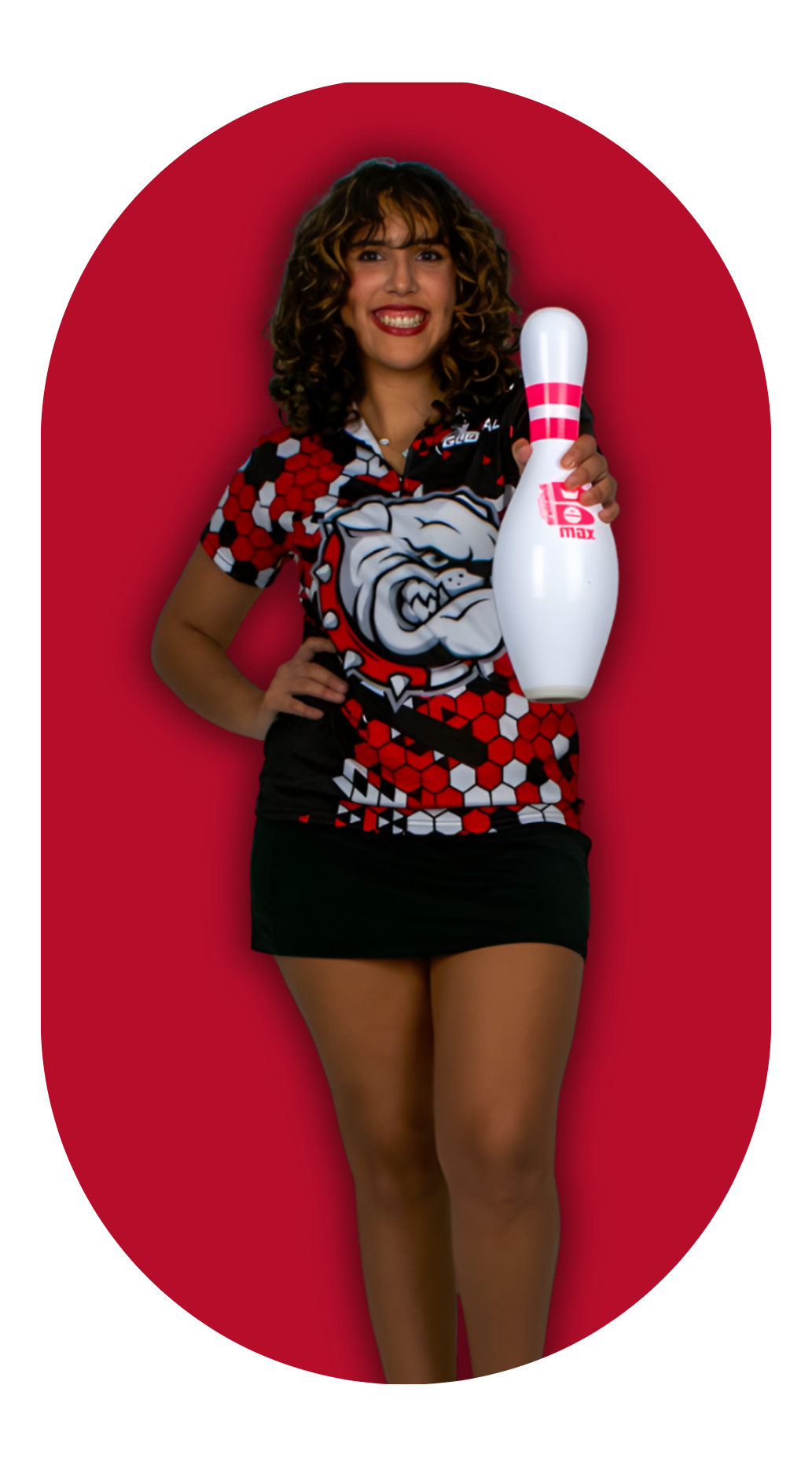 Athlete holding bowling pin
