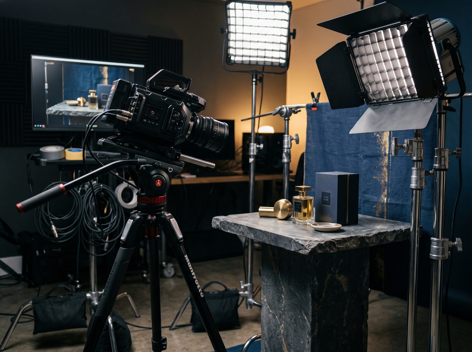 A product photo shoot in a studio