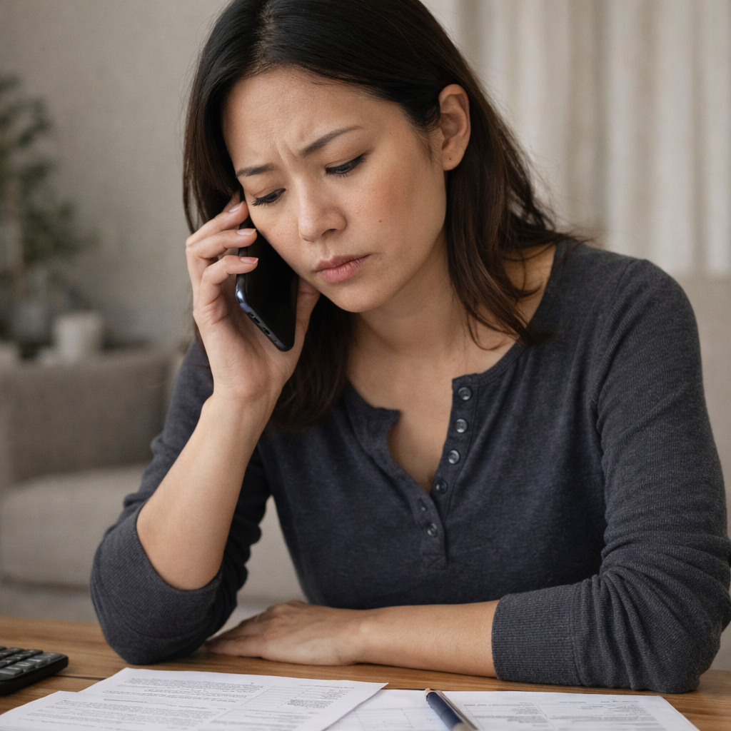 A woman on the phone navigating estate paperwork