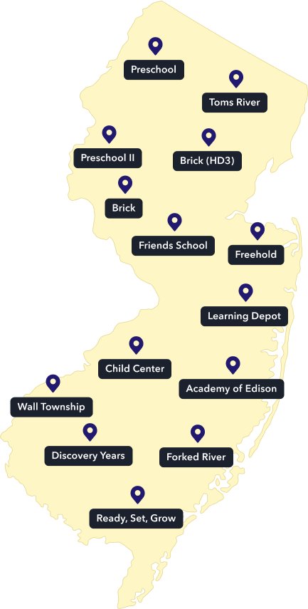 Map of NEW JERSEY showing ABA therapy service locations.