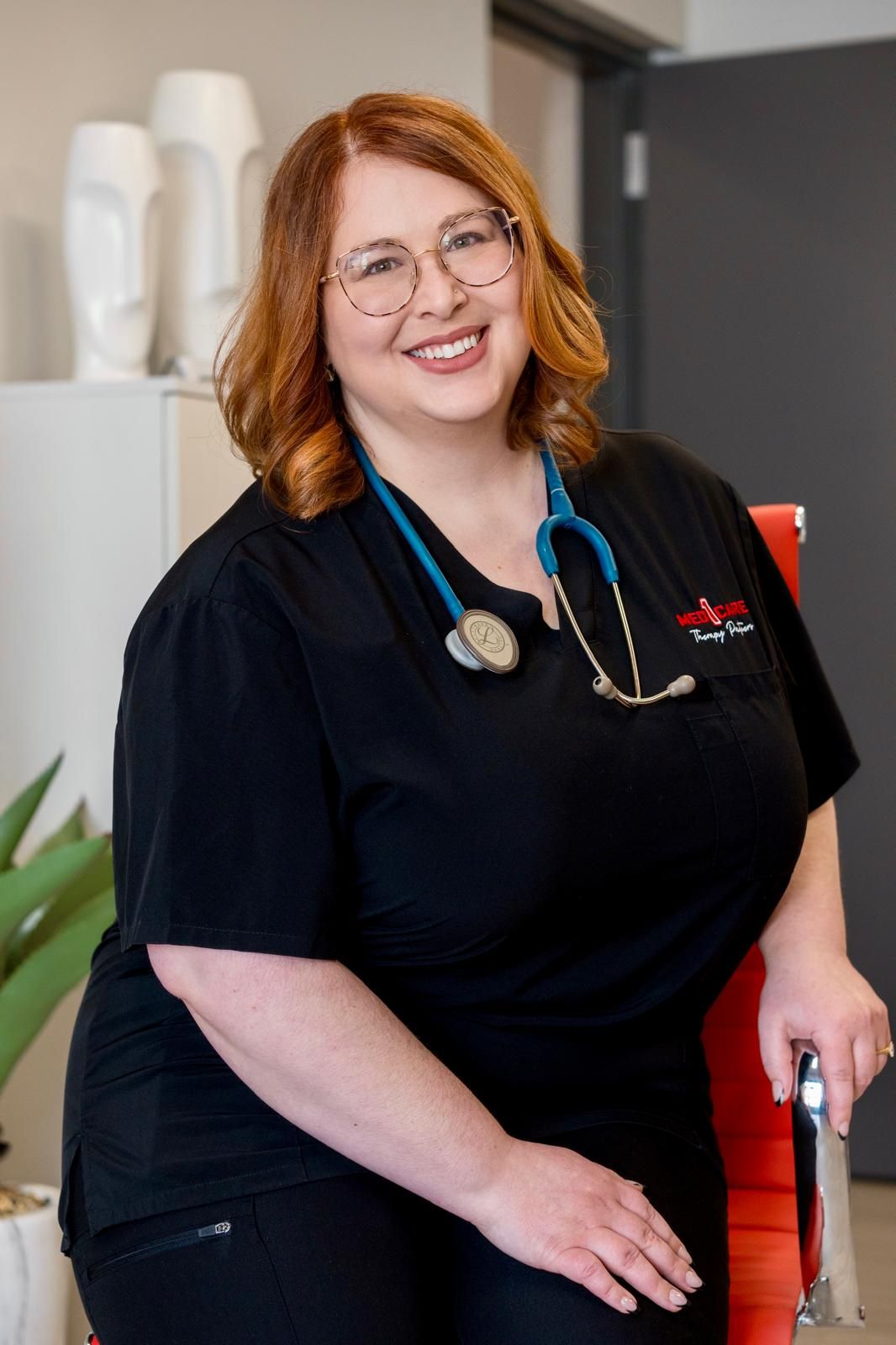 Med1Care nurse with stethoscope at the clinic