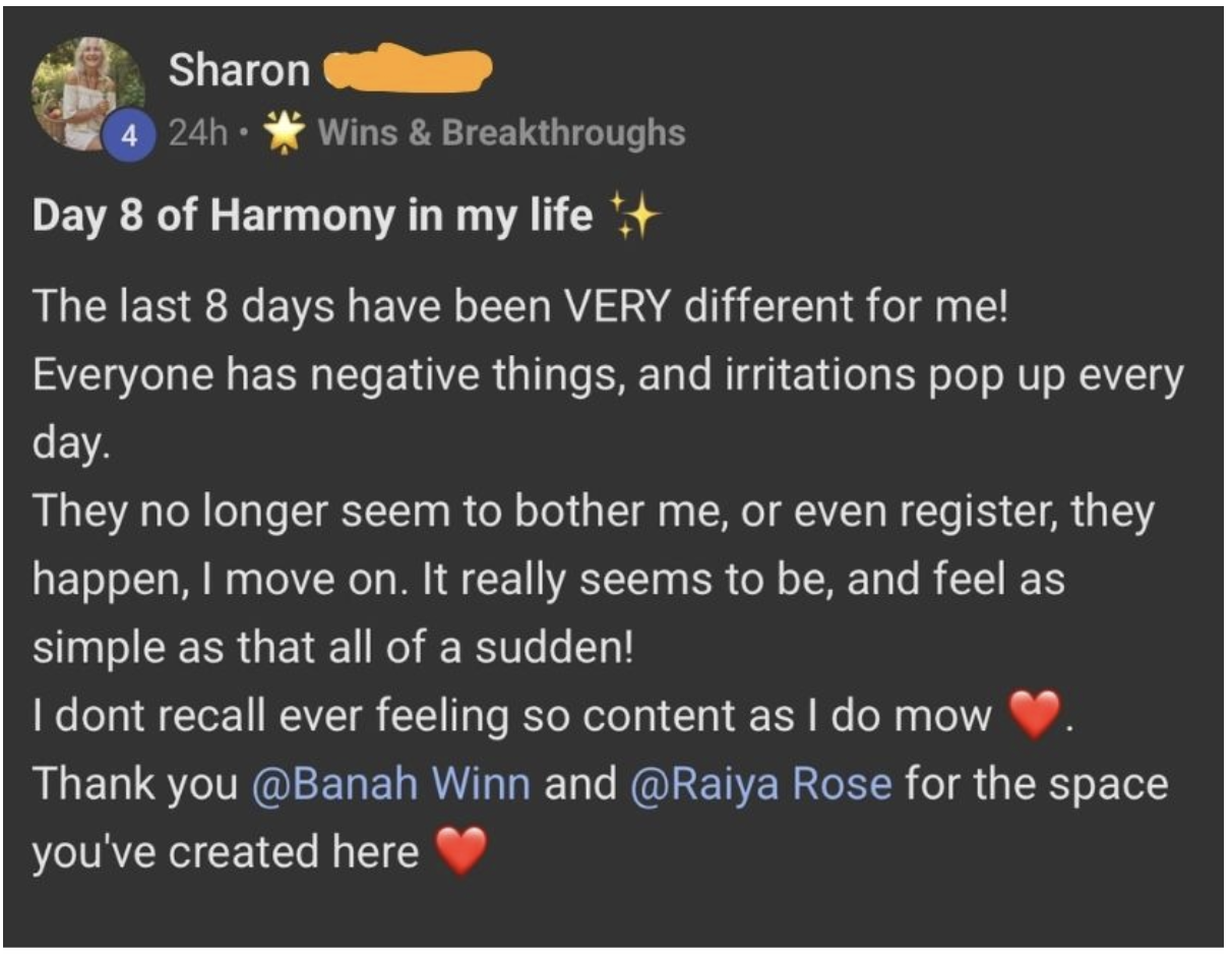 Sharon testimonial