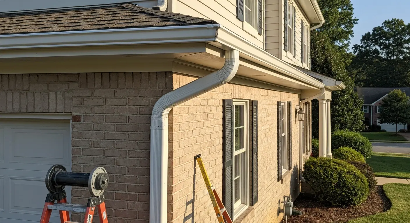 Seamless gutter installation on Burke home