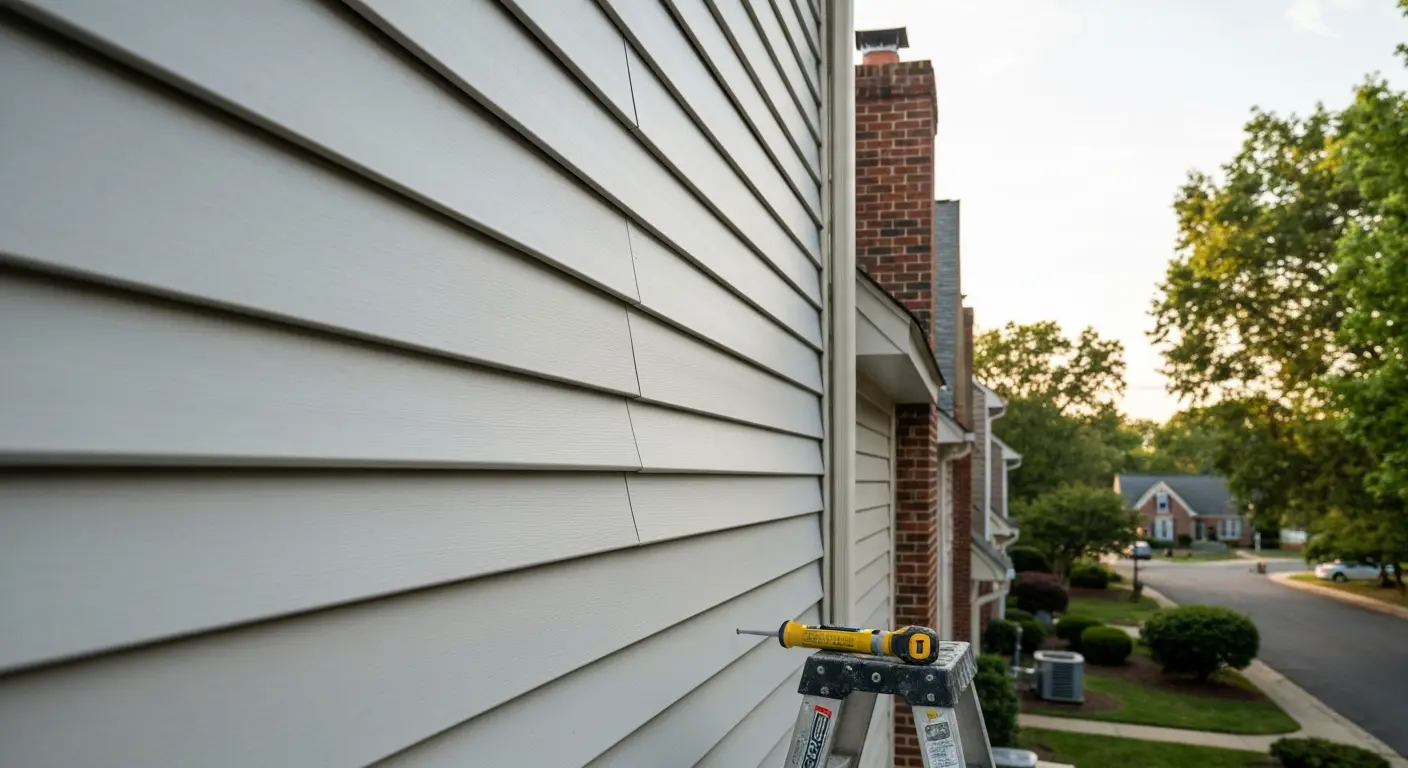 Siding installation on townhouse