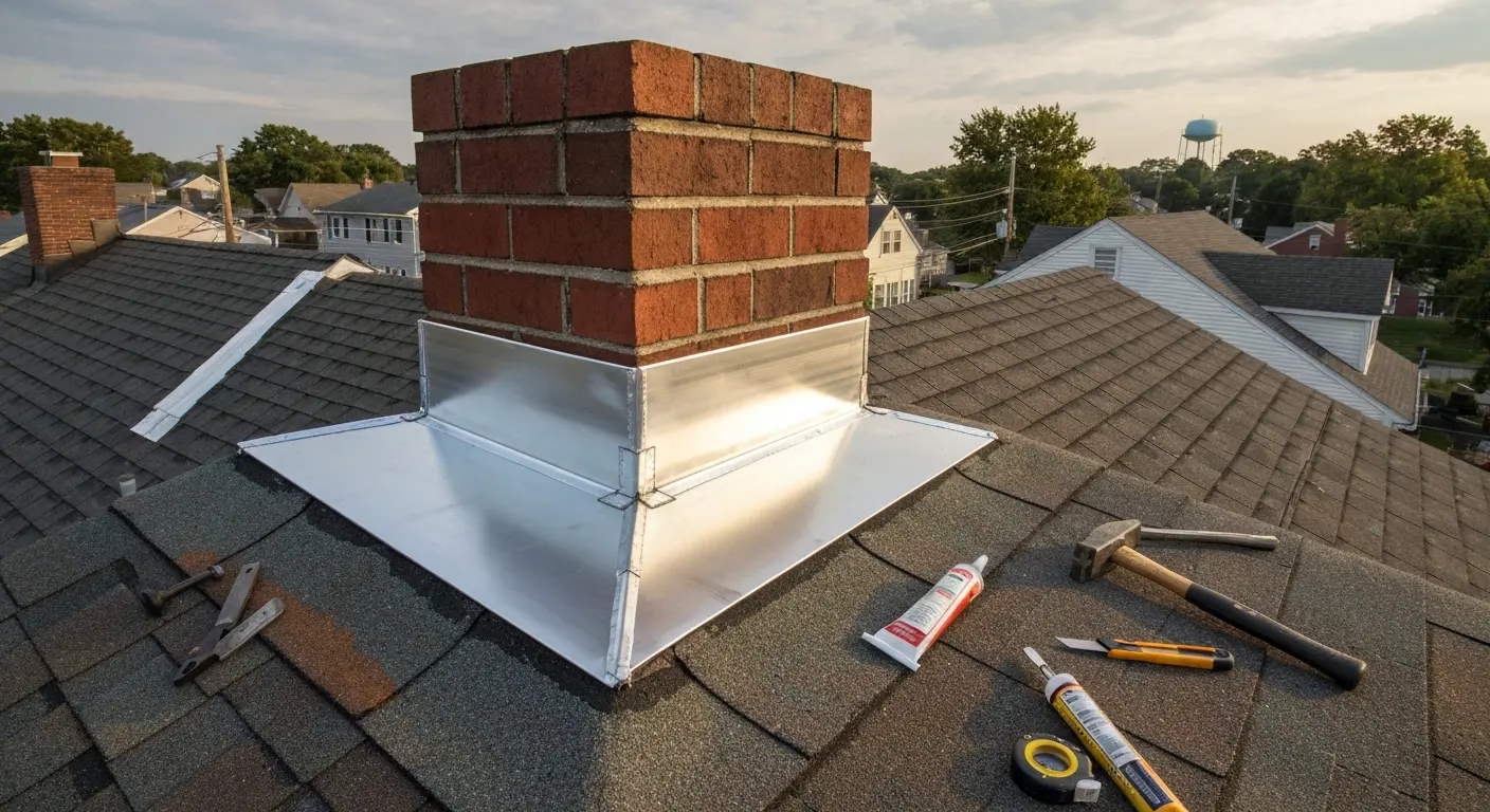 Roof repair and flashing work