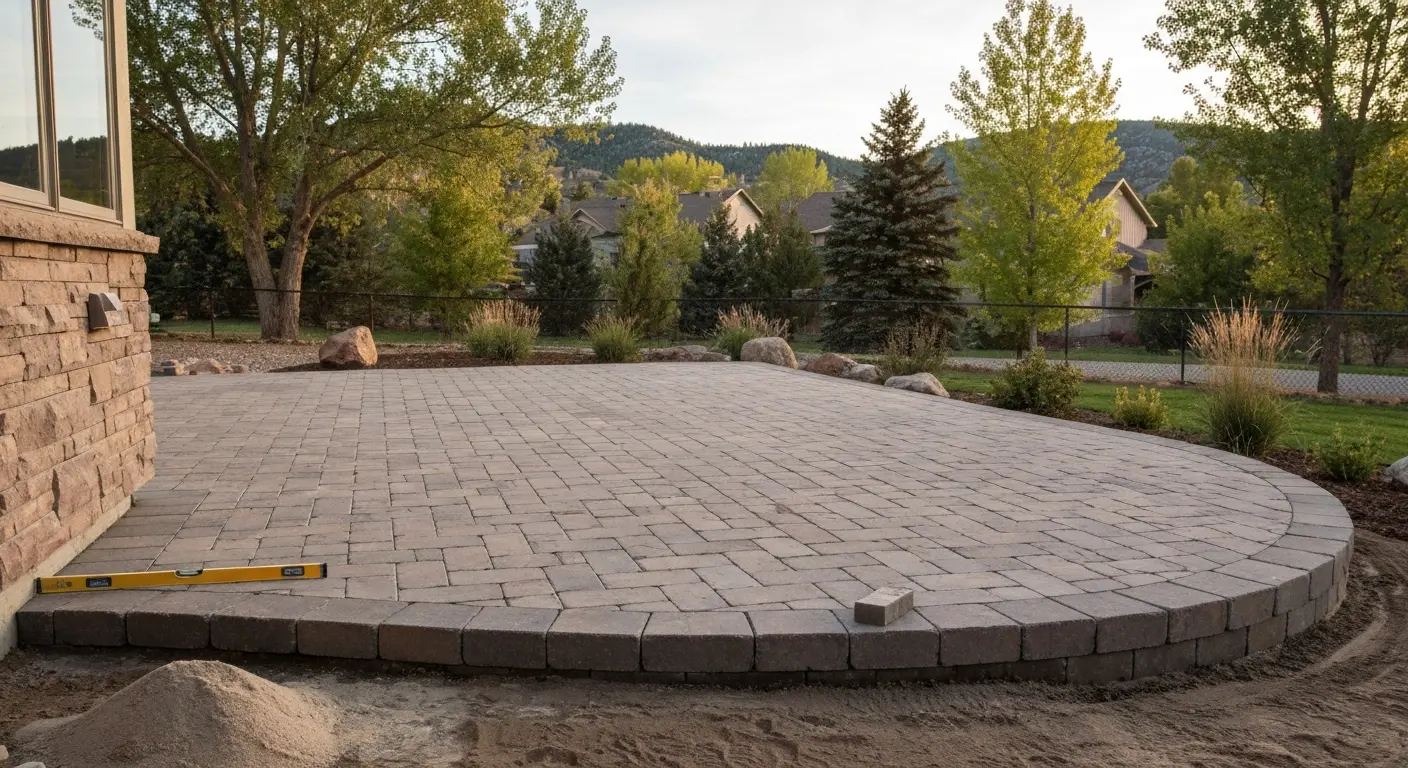 Stone patio installation