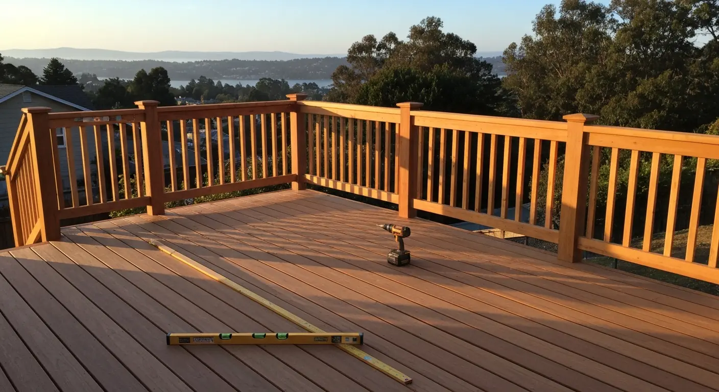 Deck construction on Piedmont hillside
