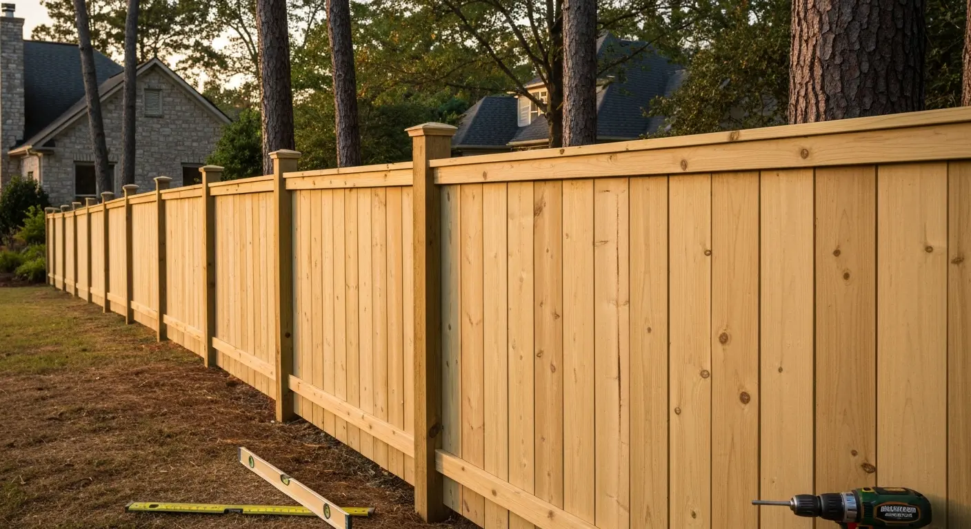 Wooden fence installation
